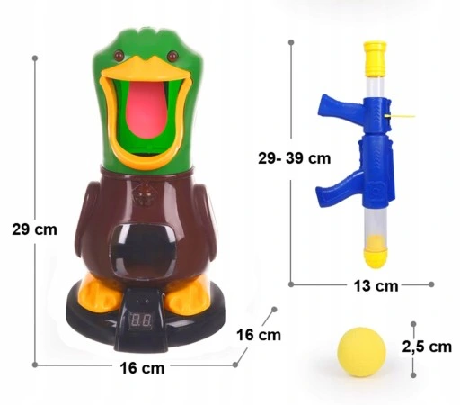 GŁODNA KACZKA STRZELANIE DO CELU 2 PISTOLETY KULKI