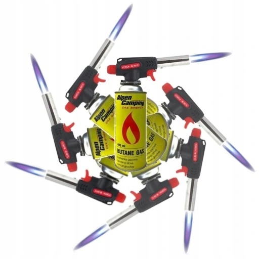 Palnik gazowy na Kartusze Torch Czarno Czerwony M-961C 1300 W + 4 x