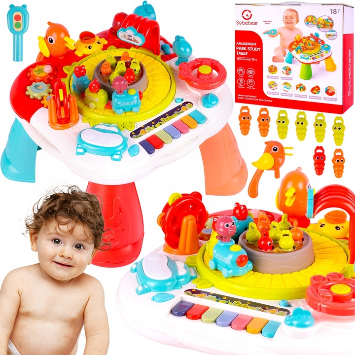 STOLIK EDUKACYJNY INTERAKTYWNY PIANINKO CIUCHCIA PIANINKO BĘBENEK PTASZEK