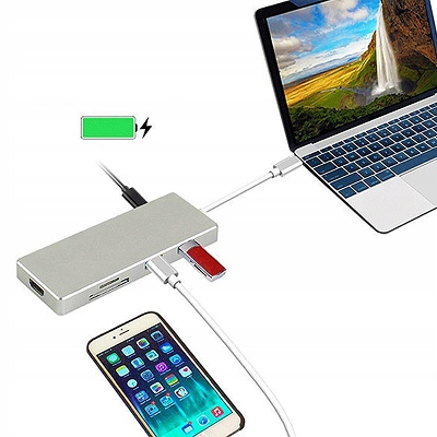 ADAPTER HUB USB-C 3.0 HDMI 4K SD/TF PD 7w1