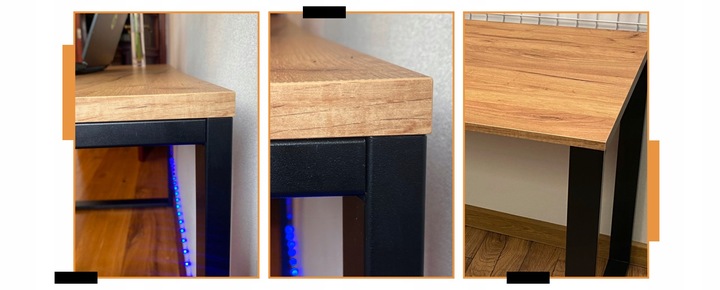 NOGI DO STOŁU BIURKA METALOWE CZARNE 60x72 CM PROFIL 6x2 CM LOFTOWE 2