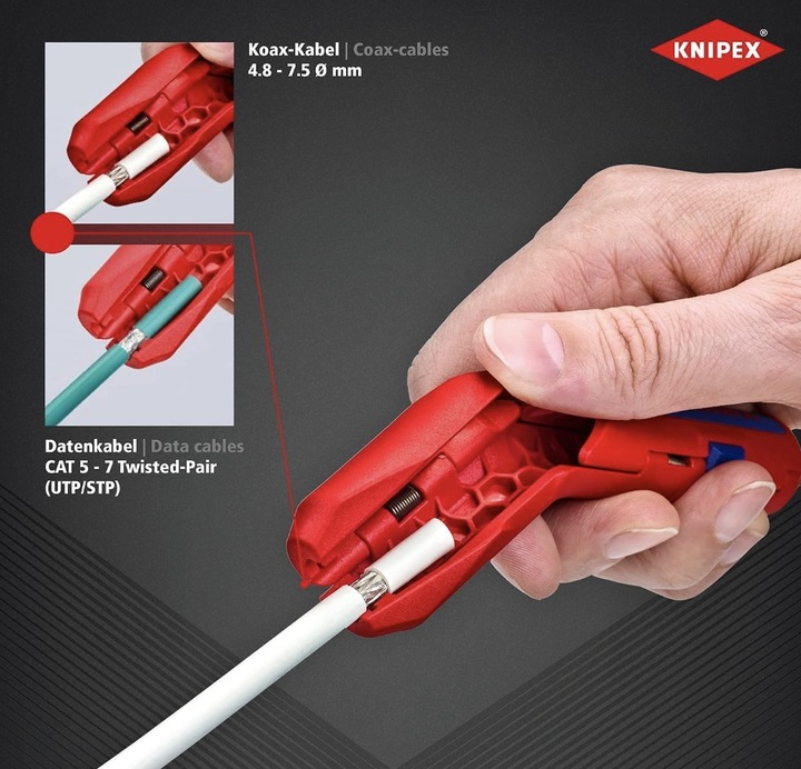 KNIPEX 16 95 01 SB Ściągacz Izolacji ErgoStrip Ø 8-13