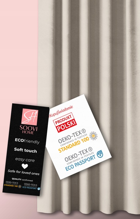 ZASŁONA WELUROWA NA TAŚMIE NA ŻABKI 140x250 KASZMIROWY BEŻOWA GRUBA