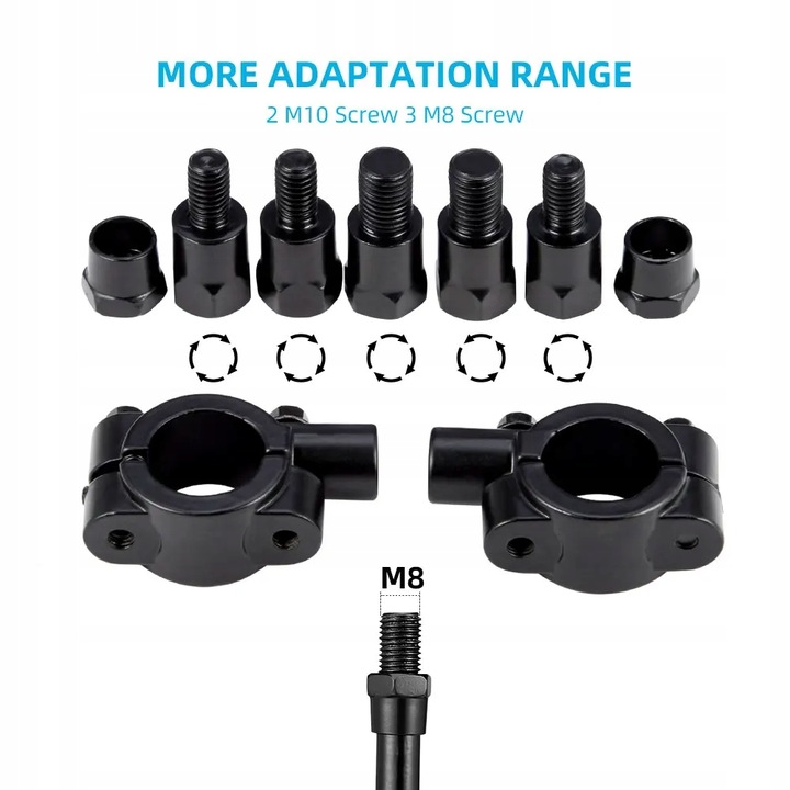 LUSTERKA DO SKUTERA MOTOCYKLA QUADA ATV UNIWERSALNE M8 M10 OBEJMY REDUKCJE