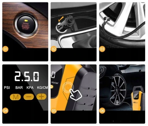 KOMPRESOR SAMOCHODOWY Pompka Sprężarka 12V LED LCD