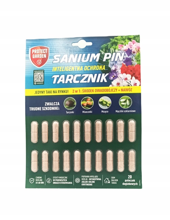 Środek owadobójczy PROTECT GARDEN SANIUM PIN TARCZNIK 20 PAŁECZEK, 2W1