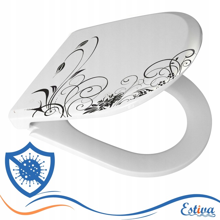 DESKA WC SEDESOWA WOLNOOPADAJĄCA TWARDY DUROPLAST NADRUK GRAFITOWY