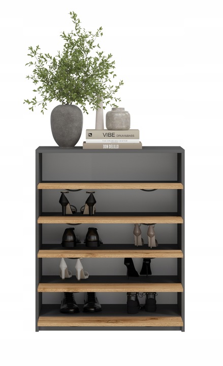 SZAFKA NA BUTY,KOMODA 5K ANTRACYT DĄB WOTAN