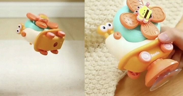 INTERAKTYWNY SENSORYCZNY ŚLIMAK 4w1 SPINER Z PRZYSSAWKĄ DLA NIEMOWLĄT