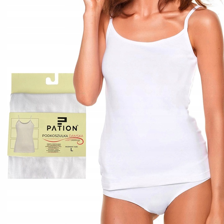 PODKOSZULEK na wąskich ramiączkach damski GŁADKI BAWEŁNIANY - M