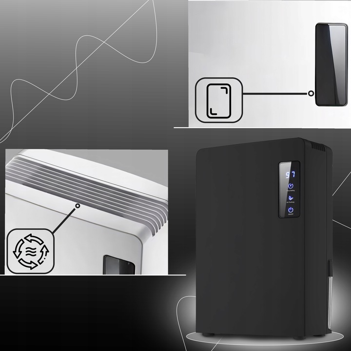 OSUSZACZ POWIETRZA POCHŁANIACZ WILGOCI 2200ml TIMER LCD LED CICHY