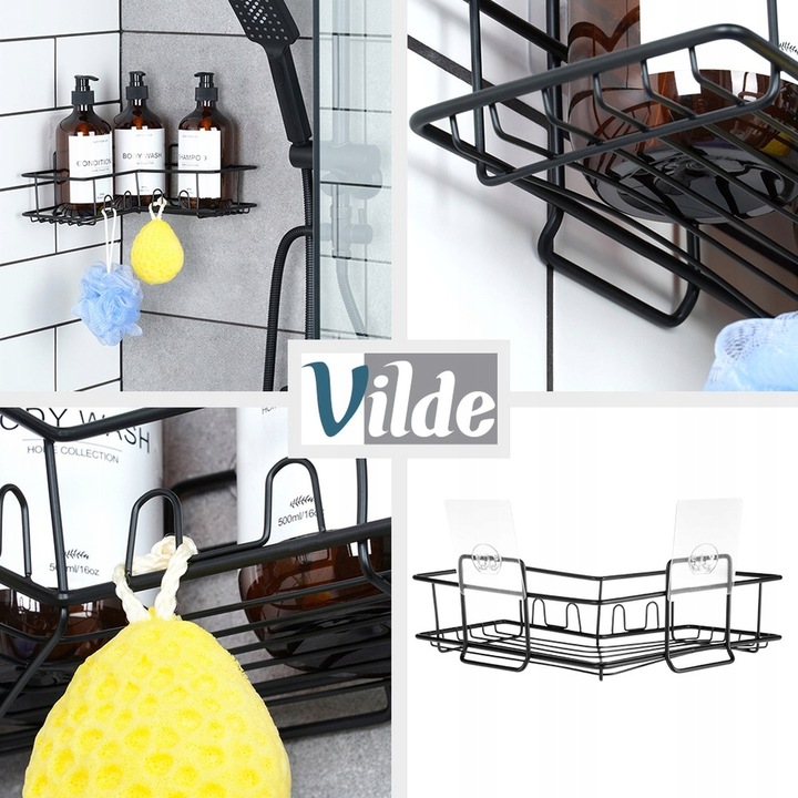 Półka ŁAZIENKOWA przyklejana samoprzylepna pod prysznic kosmetyki akcesoria