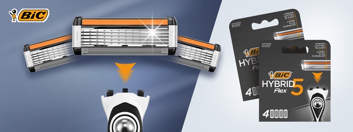 BIC HYBRID 5 FLEX WKŁADY DO MASZYNEK OSTRZA NOŻYKI ZESTAW BLISTER x8