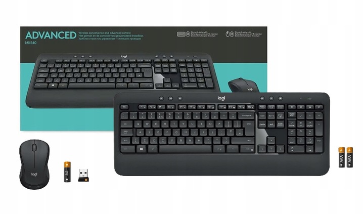 Zestaw Logitech MK540 Bezprzewodowy Klawiatura i Mysz QWERTY czarny