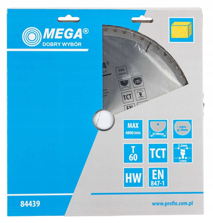 Piła tarczowa do drewna MDF laminatu z węglikiem 300x30mm 60T Mega