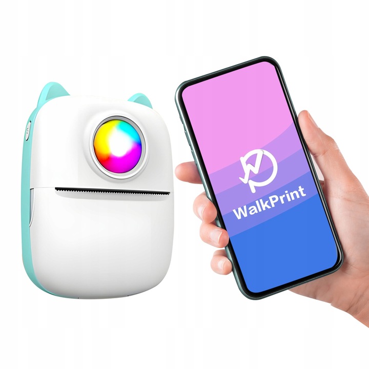 Mini Drukarka Termiczna ORYGINALNY Do Zdjęć Przenośna Kot RGB + 21 GRATISÓW