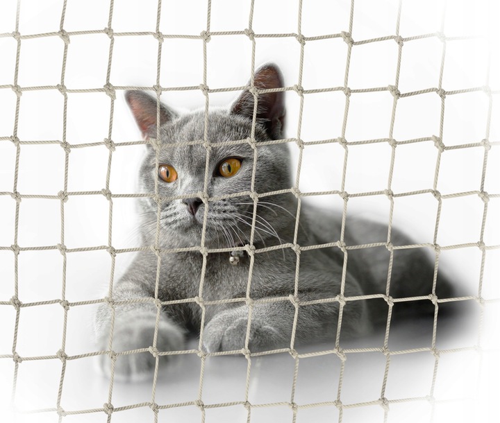 ZESTAW SIATKA NA BALKON 6x3 DLA KOTA Z DRUCIKIEM PREMIUM 110g BEZ WIERCENIA