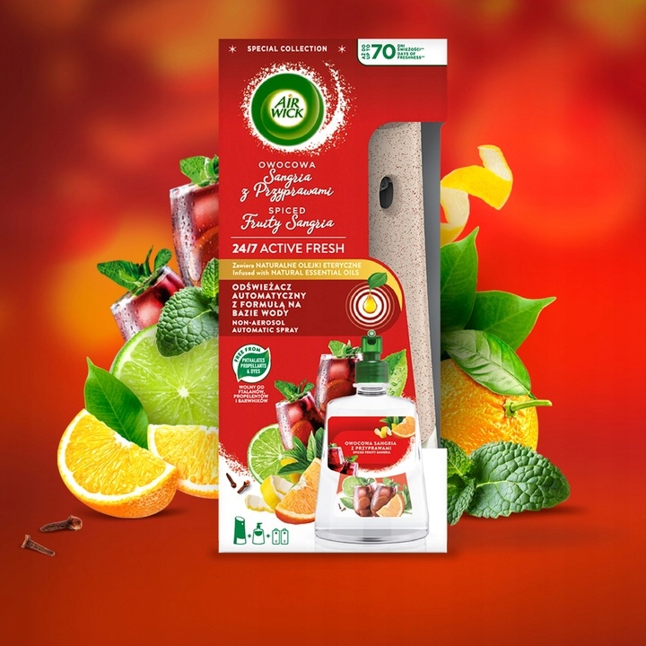 Air Wick Active Fresh Odświeżacz Powietrza Wkład + Automat Mix 6x228ml