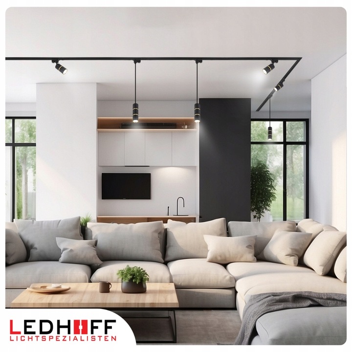 Łącznik z ZASILANIEM prosty do szyn oświetleniowych LED czarny