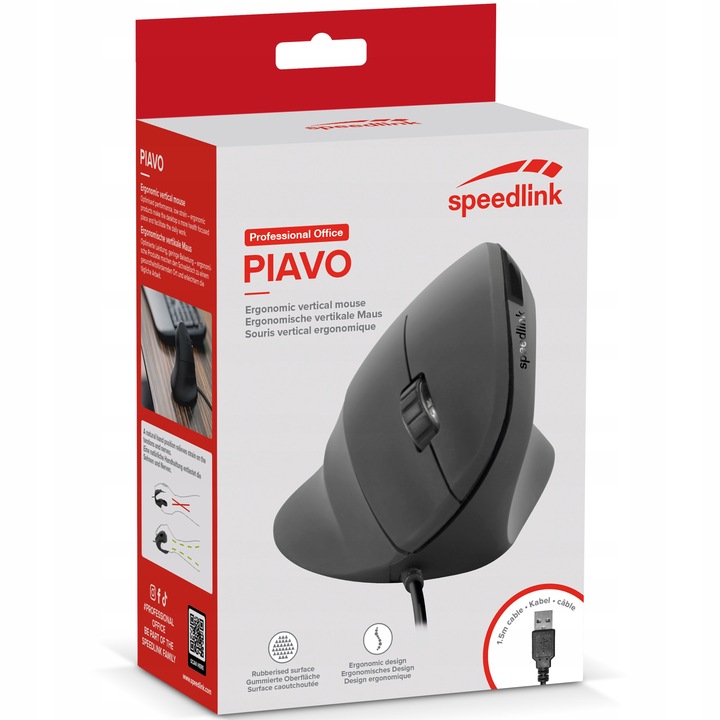 Ergonomiczna pionowa mysz optyczna USB Speedlink PIAVO Vertical 2400dpi