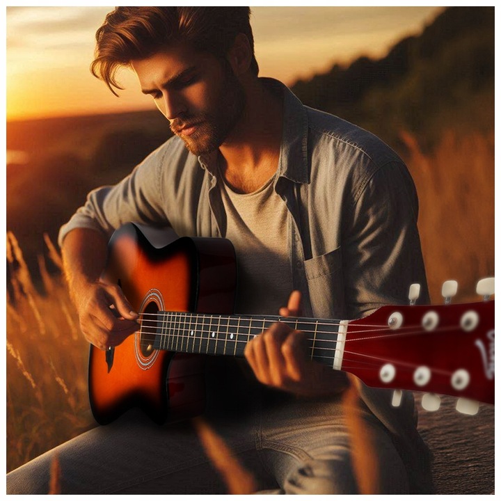 GITARA KLASYCZNA 4/4 DLA POCZĄTKUJĄCYCH DO NAUKI ZESTAW KOSTKI POKROWIEC