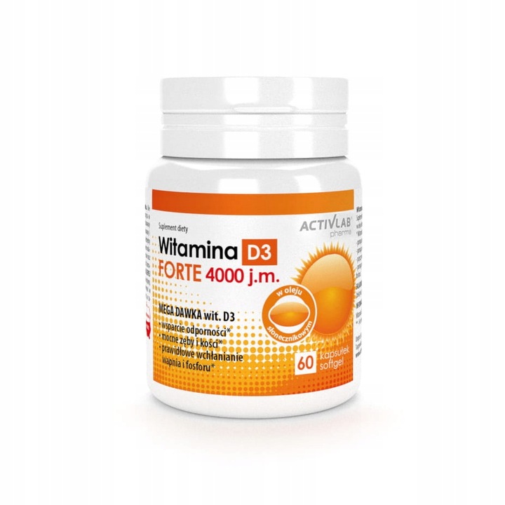 Witamina D3 FORTE 4000 IU 60k ZDROWE KOŚCI I ZĘBY