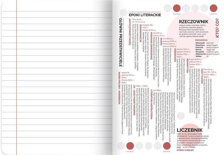 TOP 2000 ZESZYTY PRZEDMIOTOWE A5/60 z marginesem ze ściągą klasy 7-8, LO