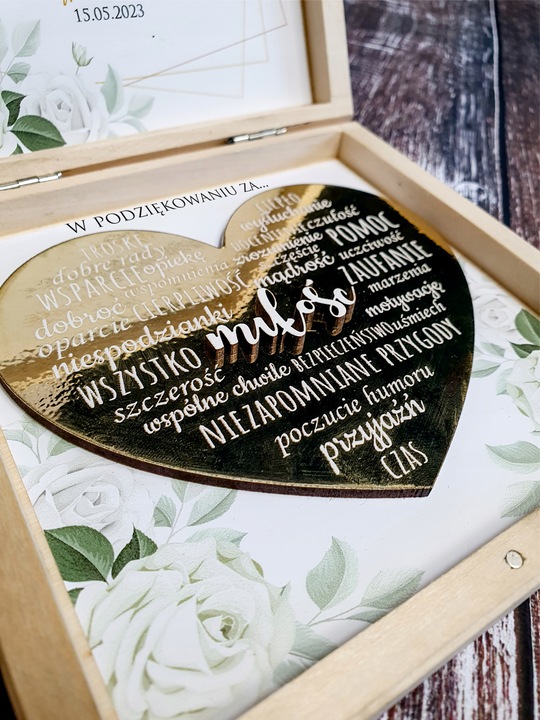 PODZIĘKOWANIE KOMUNIA DLA CHRZESTNYCH DZIADKÓW ZŁOTE SERCE PREZENT CHRZEST