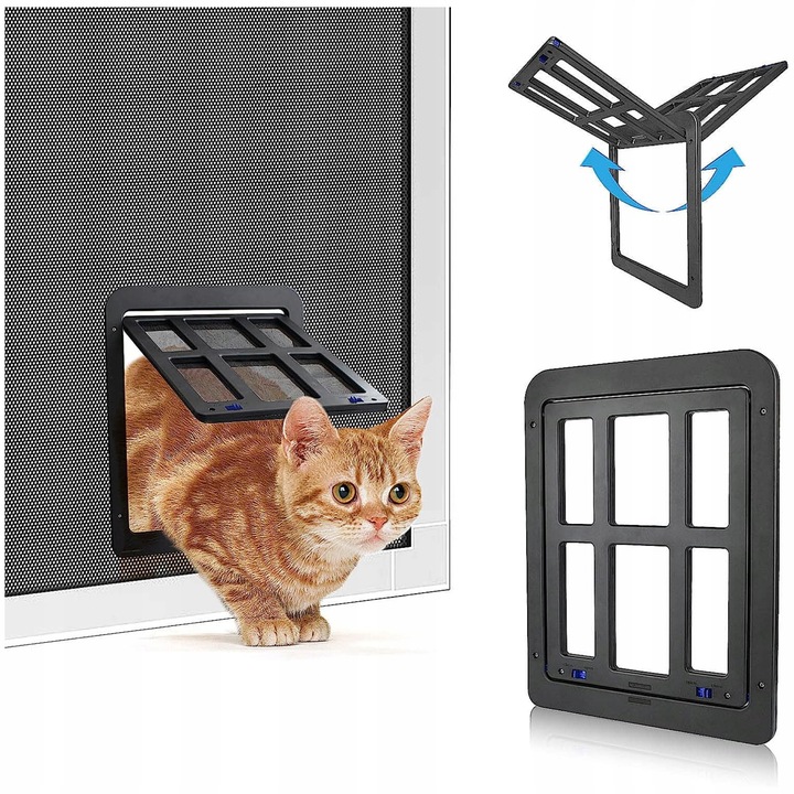 PRZEJŚCIE KLAPKA DRZWICZKI DLA KOTA MOSKITIERY NA DRZWI CZARNA