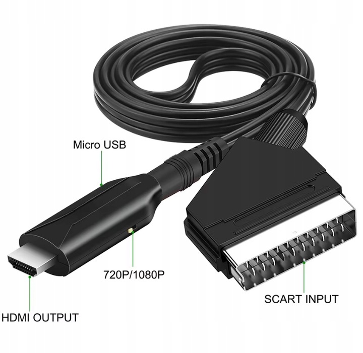 PRZEWÓD ADAPTER KONWERTER SCART DO NA HDMI AV EURO FULL HD 1m