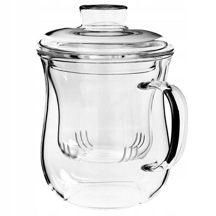 KUBEK Z ZAPARZACZEM DO HERBATY ZIÓŁ 370ml SITKO SZKLANY POKRYWKĄ TERMICZNY