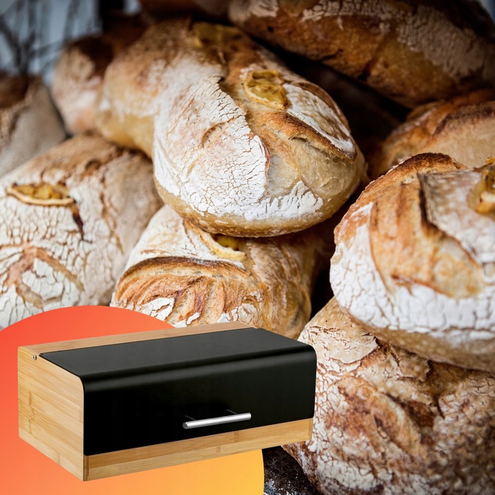 CHLEBAK NA PIECZYWO DREWNIANY POJEMNIK NA CHLEB CZARNY