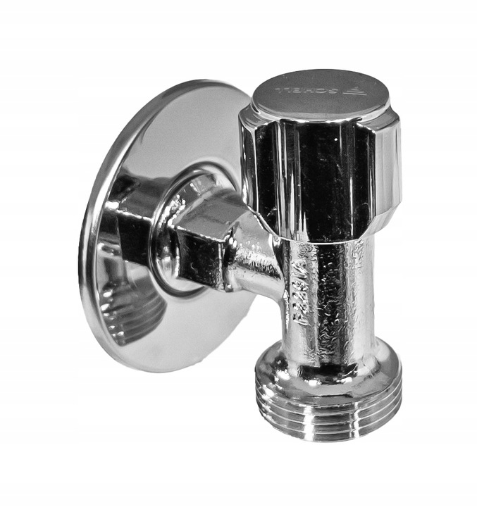 ZAWÓR KĄTOWY KOMPAKTOWY PRZYŁĄCZENIOWY DO PRALKI ZMYWARKI 1/2" x 3/4" CHROM