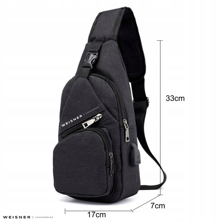 SASZETKA MĘSKA NA RAMIĘ TORBA NA RAMIĘ MĘSKA NERKA PLECAK BOX USB