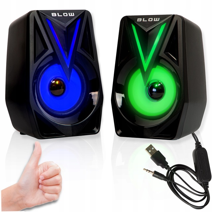 ZESTAW GŁOŚNIKÓW 2.0 DO LAPTOPA PC KOMPUTEROWE GAMINGOWE LED RGB USB 5V 8W