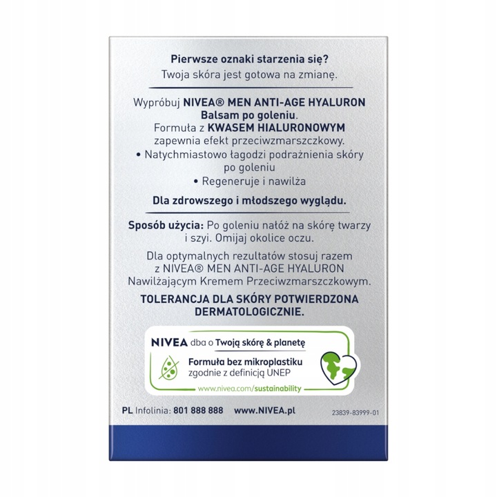 NIVEA MEN HYALURON Balsam po goleniu przeciwzmarszczkowy dla mężczyzn 100ml