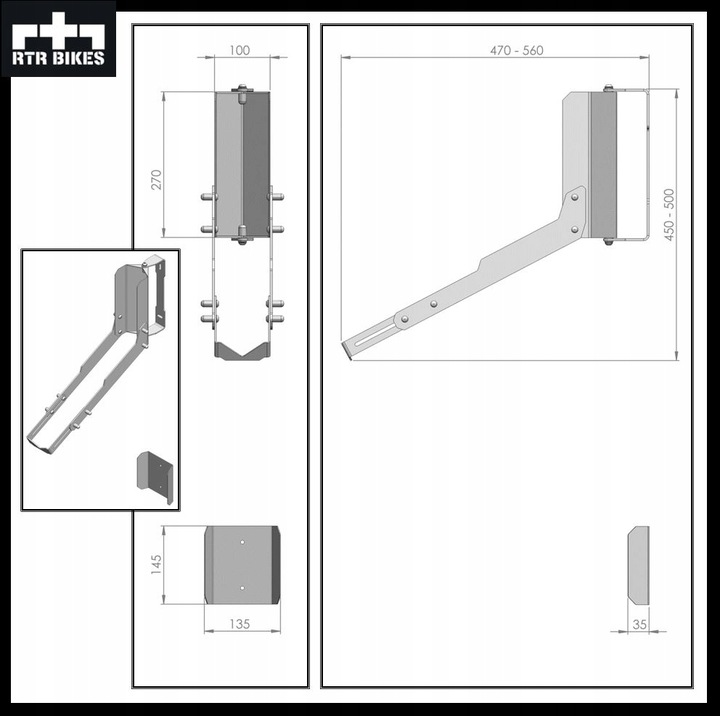 Stojak na rower Wieszak ścienny obrotowy Uchwyt RTR BIKES KRANKED TWIST