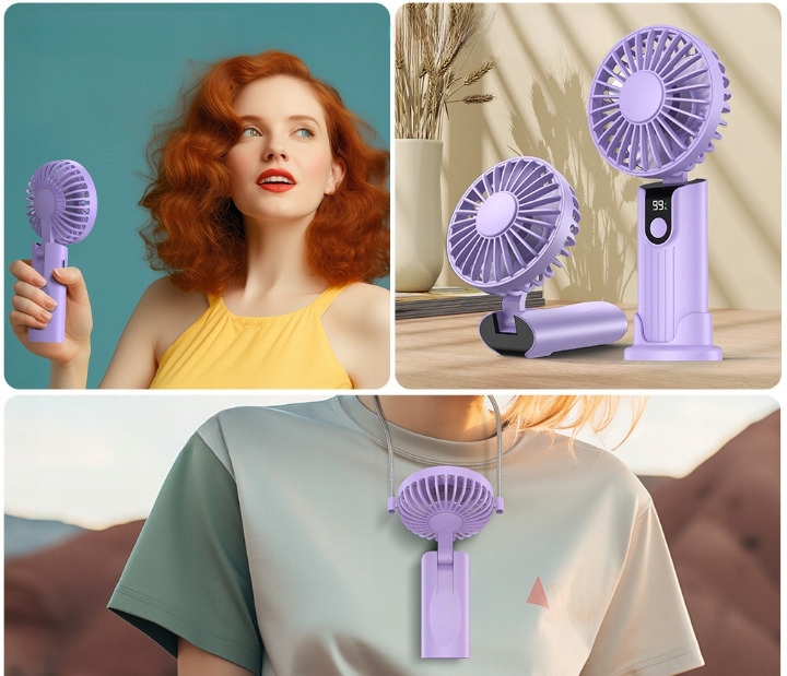 Wiatrak USB Cichy mini wentylator biurkowy ręczny 2400mAh TOPK K38