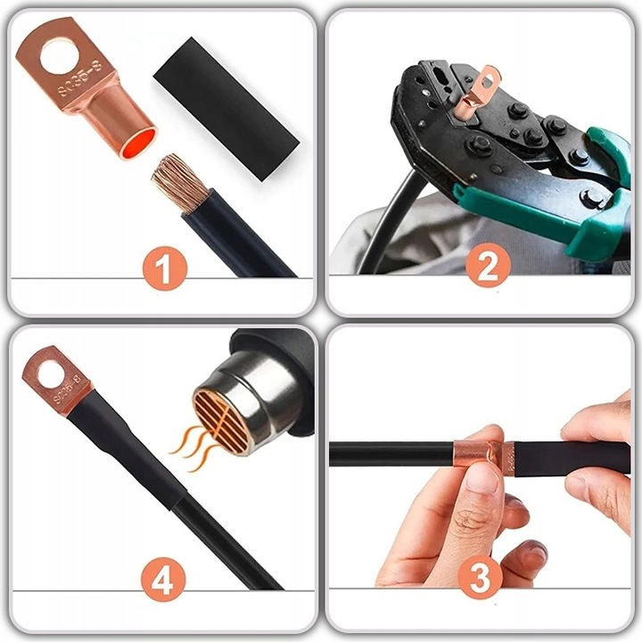 ZACISKARKA KABLI PRZEWODÓW PRASKA TULEJKI 6-50mm2 + 60 końcówek