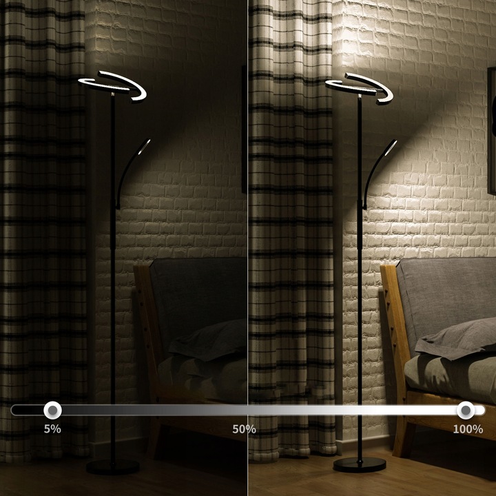 LED Lampa Stojąca Podłogowa Do Salonu 20W+7WPółokrągły kształt 175CM