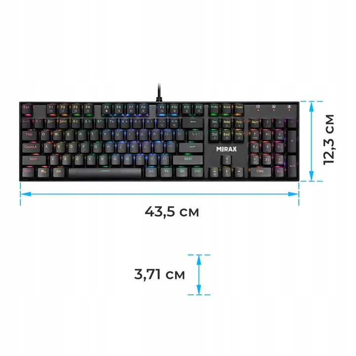Klawiatura Mechaniczna Gamingowa Podświetlana RGB Pełnowymiarowa MIRAX GK-3