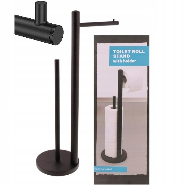 Stojak na papier toaletowy z uchwytem powlekany proszkowo 51cm BIAŁY