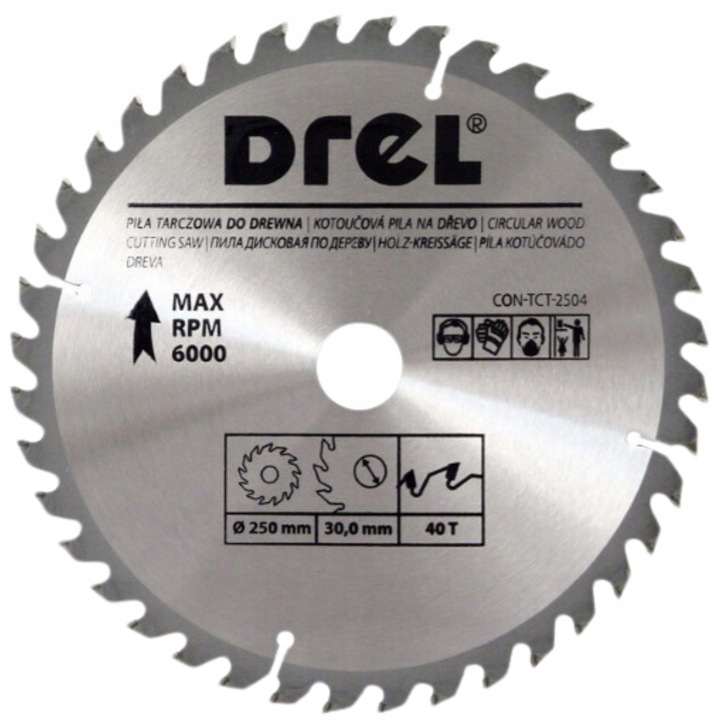 PIŁA TARCZOWA WIDIOWA TARCZA DO CIĘCIA DREWNA 250x30mm 40Z redukcja 20,16mm