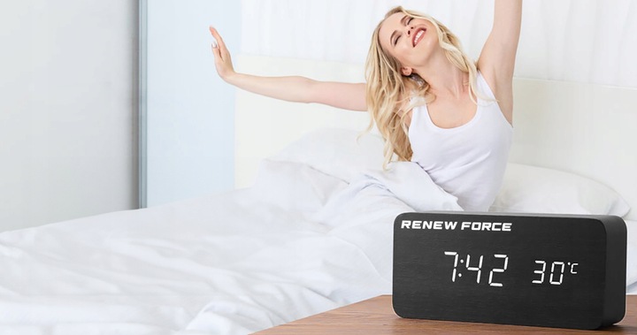 Zegar cyfrowy elektroniczny BUDZIK termometr Z CZUJNIKIEM dźwięku i