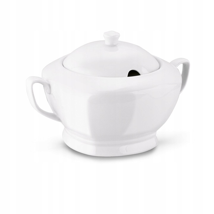 TADAR WAZA DO ZUPY 2,5 L BIAŁA PORCELANA Z POKRYWKĄ