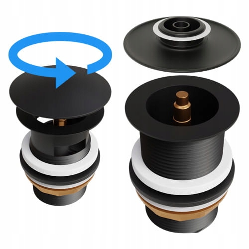 ZESTAW: SYFON UMYWALKOWY DO UMYWALKI + KOREK KLIK-KLAK Z PRZELEWEM CZARNY