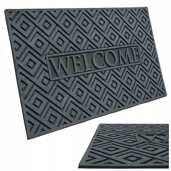 WYCIERACZKA POD DRZWI ZEWNĘTRZNA GUMOWA WEJŚCIOWA WELCOME BŁYSZCZĄCA