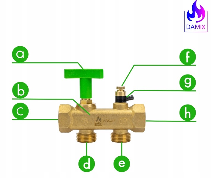 ZAWÓR PRZYŁĄCZE DO ZMIĘKCZACZA WODY BYPASS FI 1" GW CAL MULTIBLOCK SOLIDNY