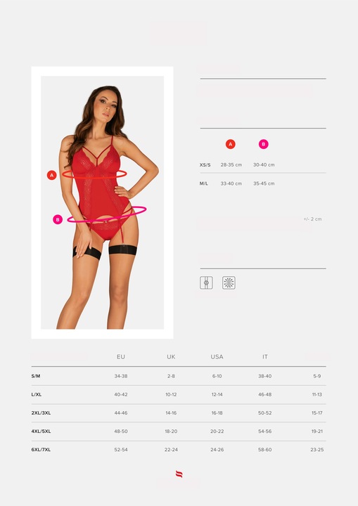 OBSESSIVE DIYOSA czerwony gorset i stringi XS/S