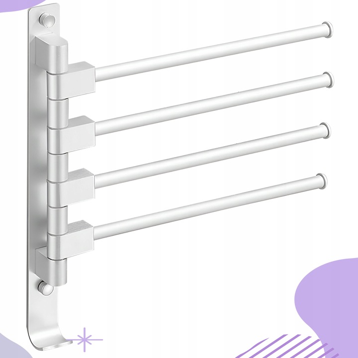 WIESZAK NA RĘCZNIKI ŁAZIENKOWY OBROTOWY ALUMINIOWY ŚCIENNY DO ŁAZIENKI